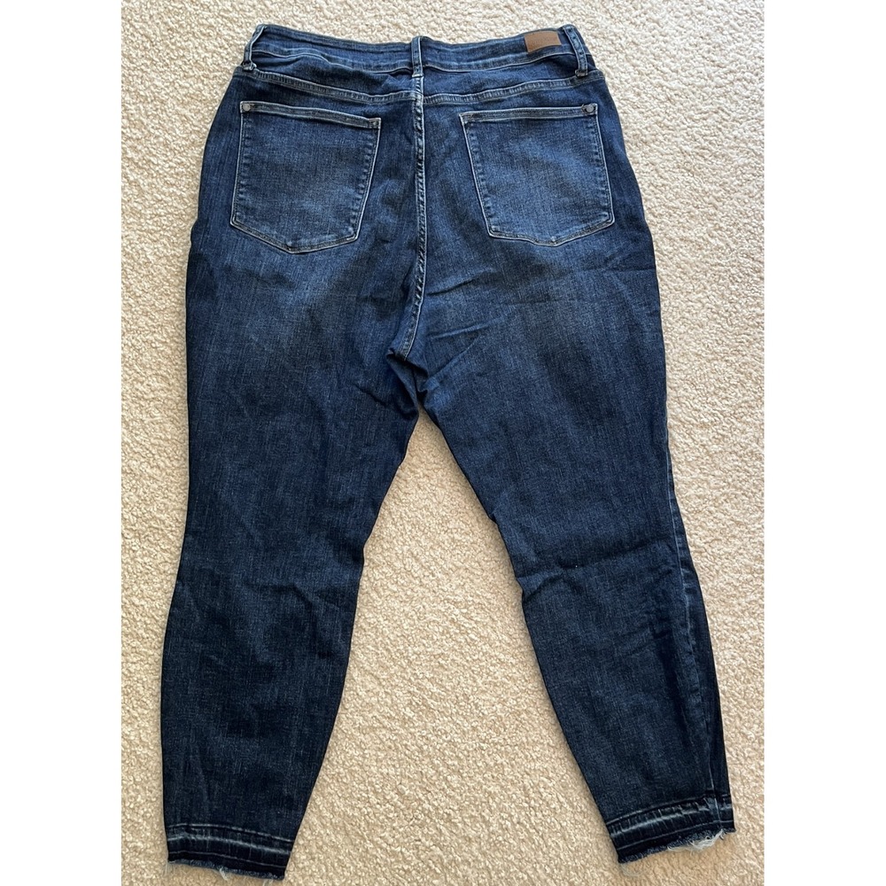 Judy Blue BOYFRIEND Raw Hem Dark Blue Denim Jeans Women 22W Plus